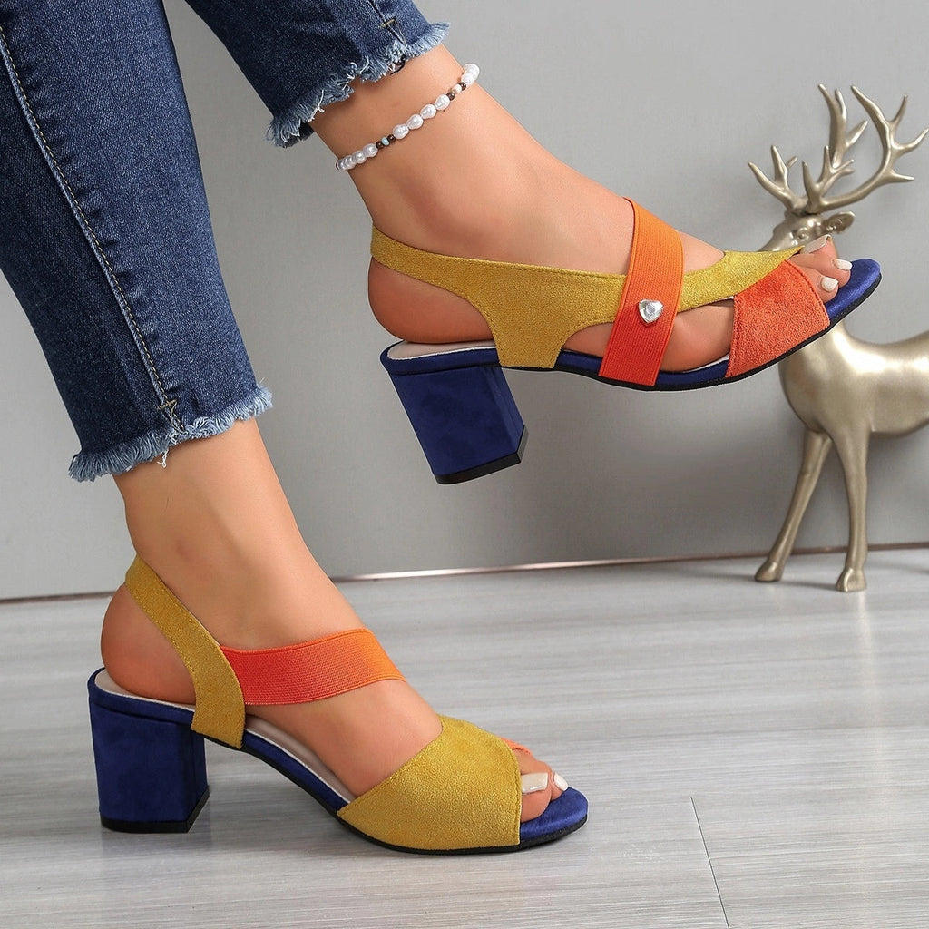 Sandalia color block con joya | Elara