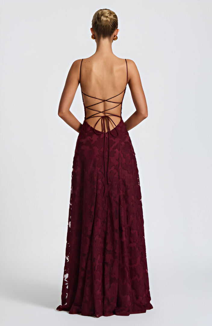 Vestido largo con apliques florales | Francisa