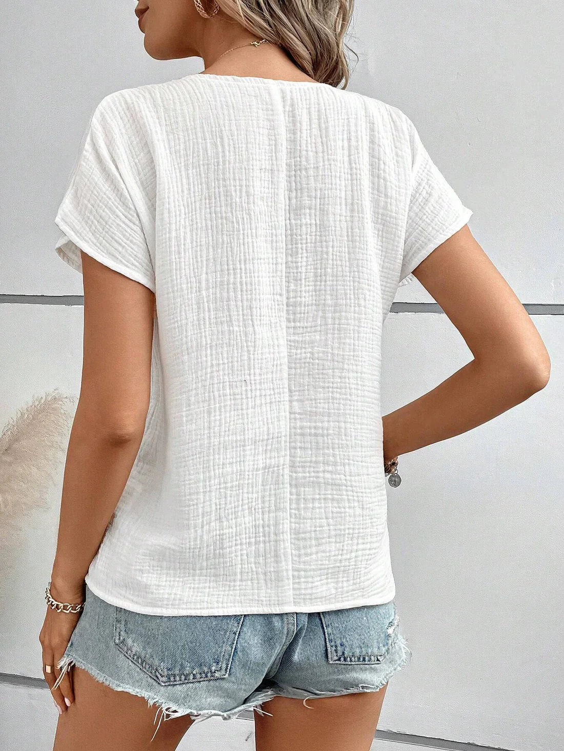 Blusa de manga corta con botones | Jade