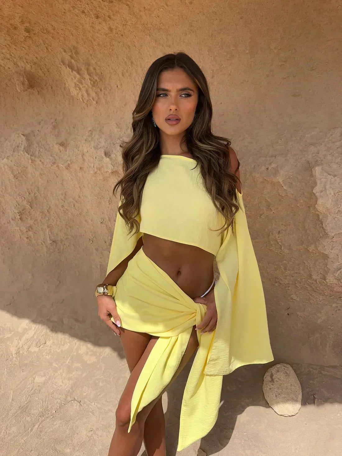 Conjunto de top y pareo playero | Blanca