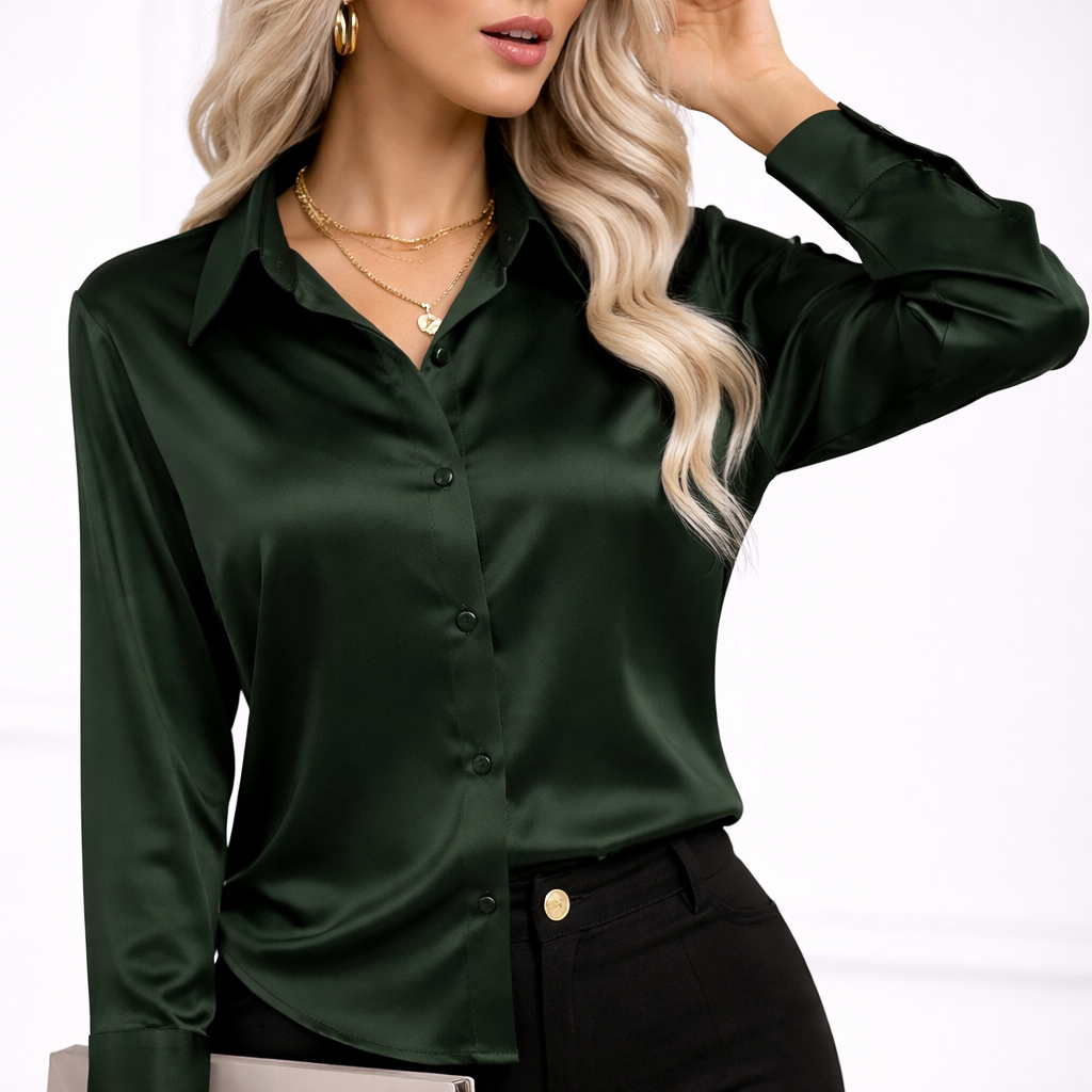 Blusa satinada con botonadura | Alma