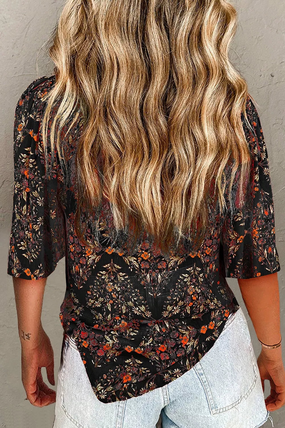 Camisa vintage con estampado floral y botones | Rita