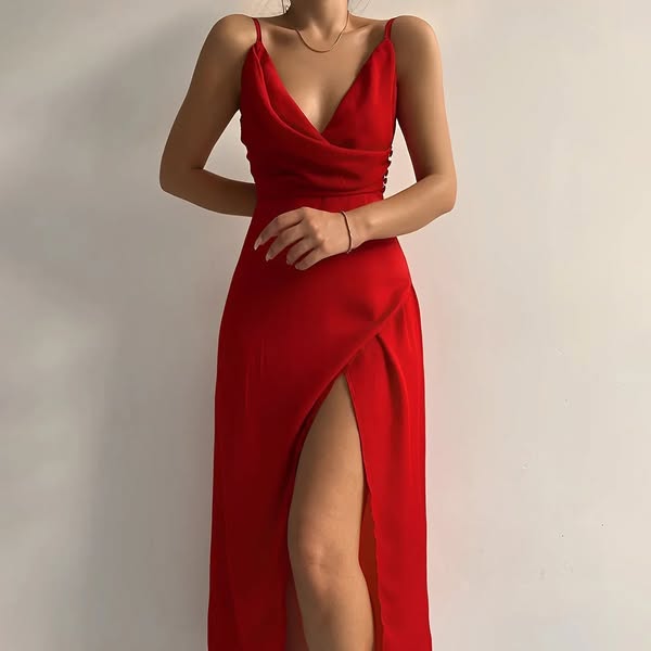 Vestido largo con escote en V | Allie