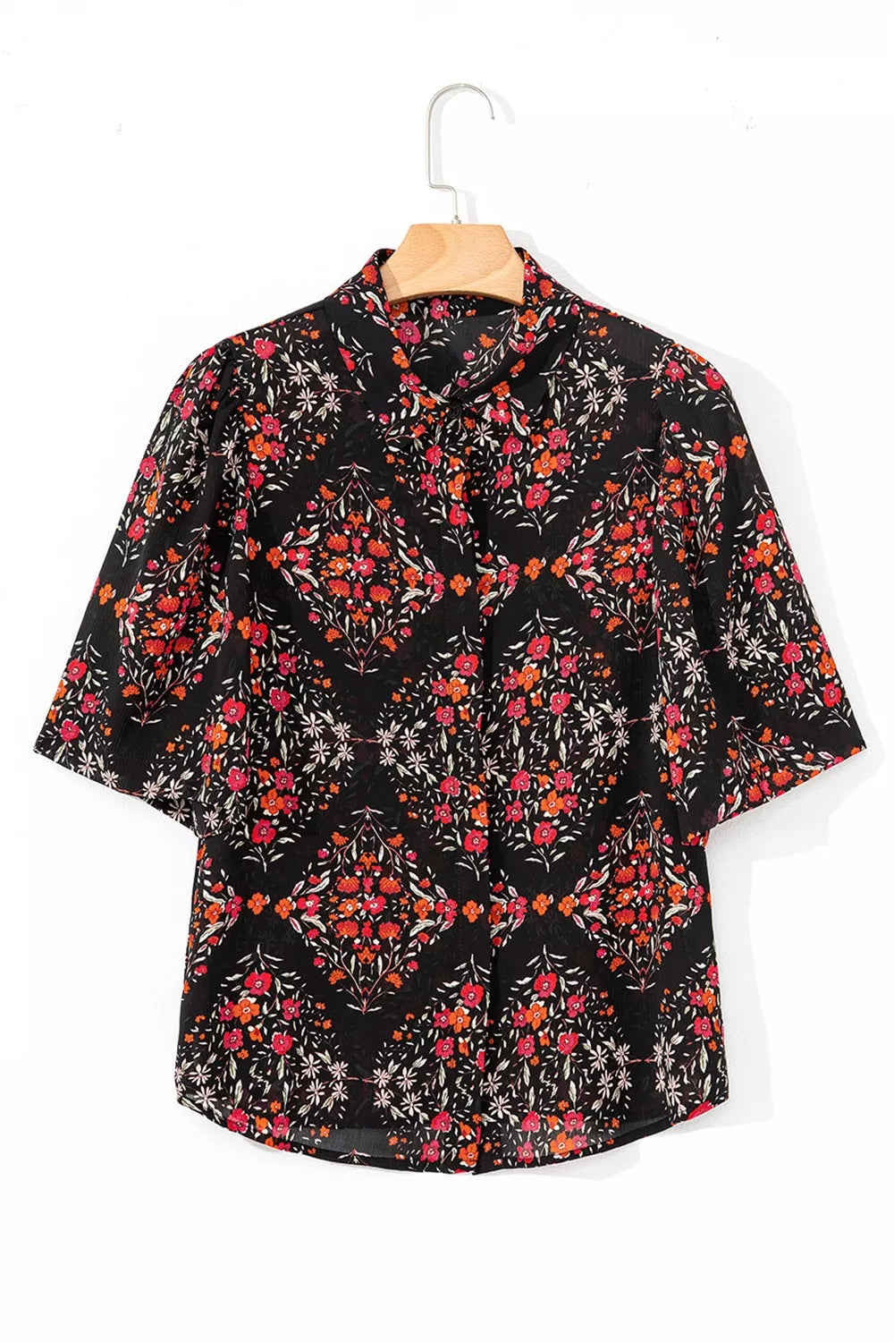 Camisa vintage con estampado floral y botones | Rita