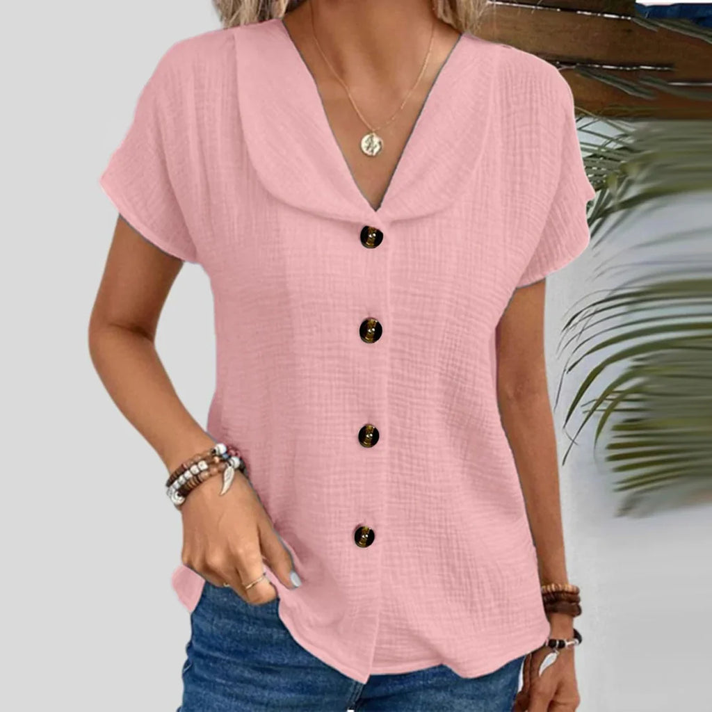 Blusa de manga corta con botones | Jade