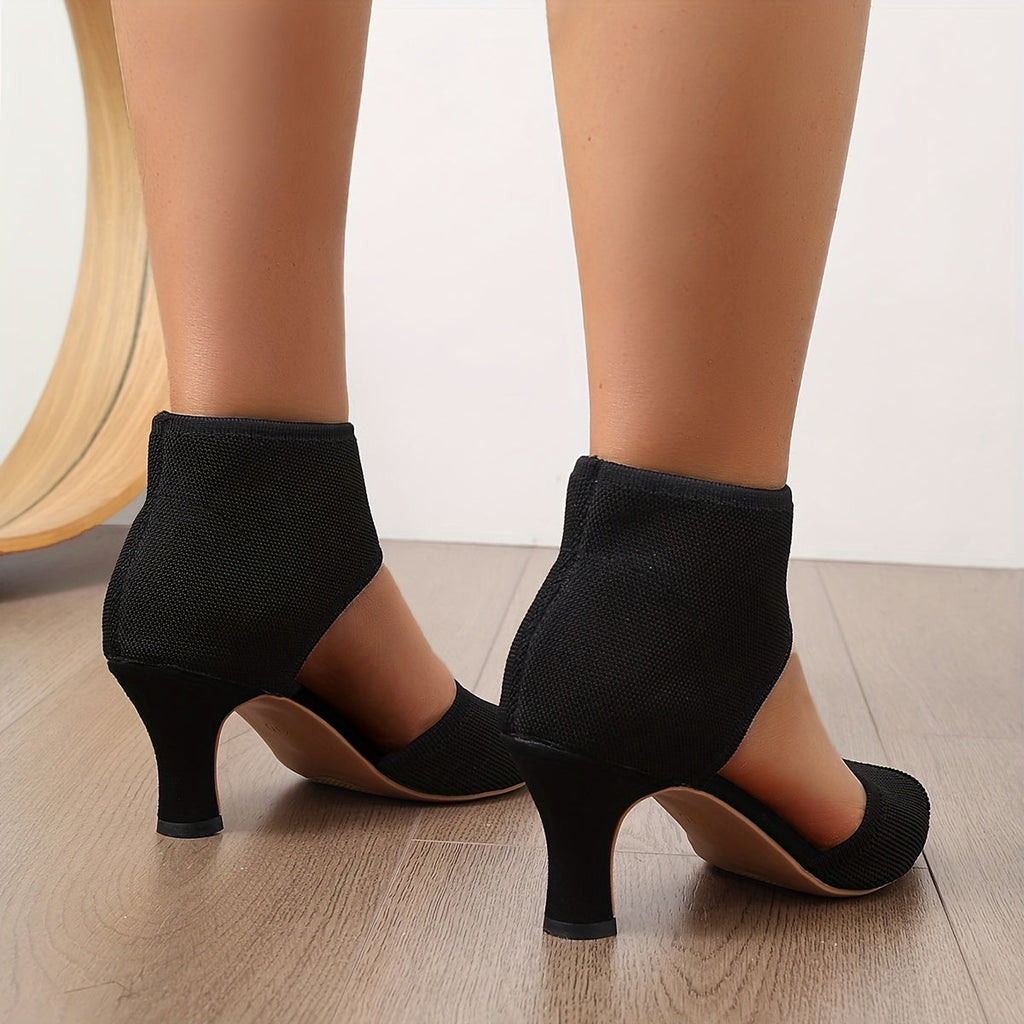 Sandalia de punto elástico con tacón fino | Camille