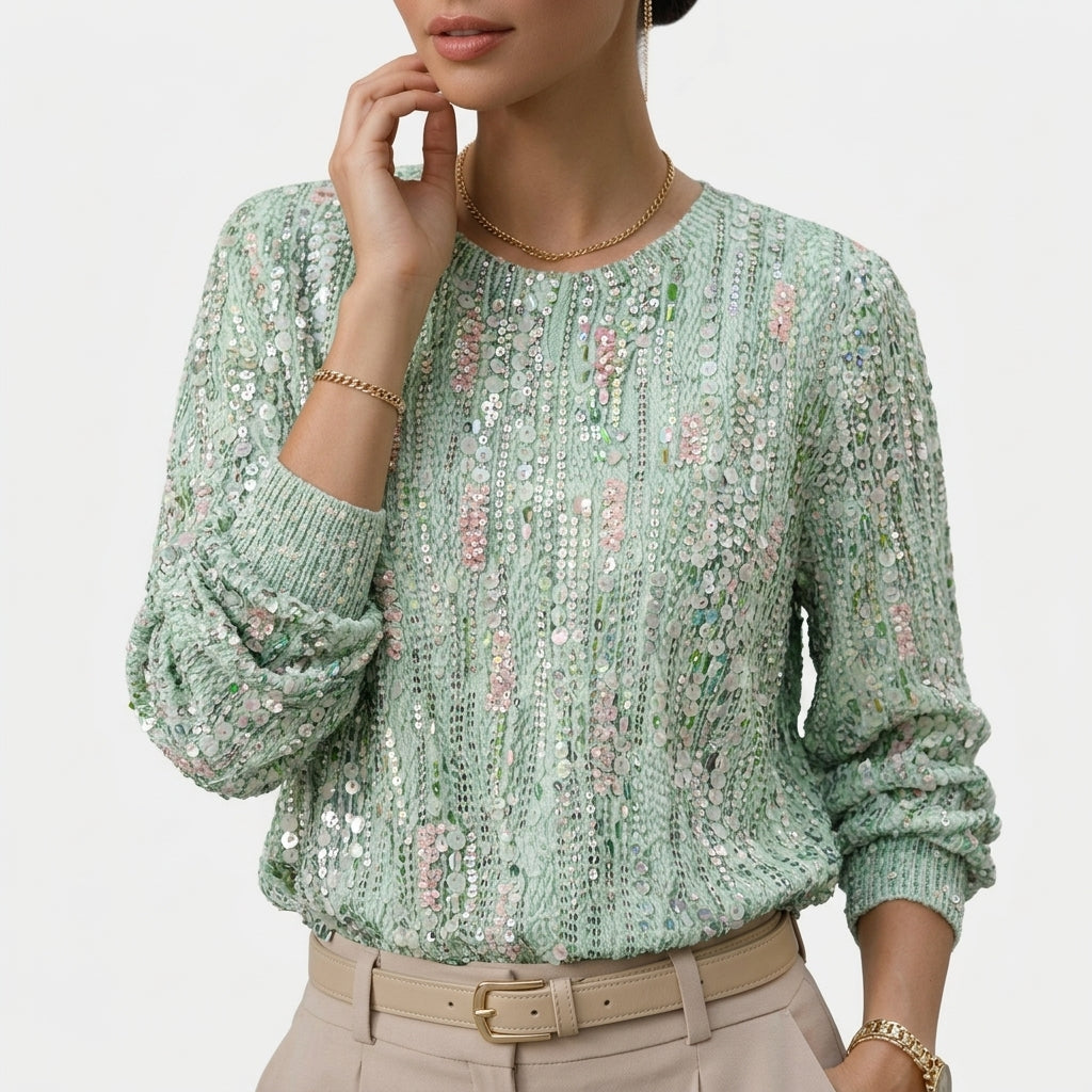 Jersey de punto con lentejuelas | Esmeralda