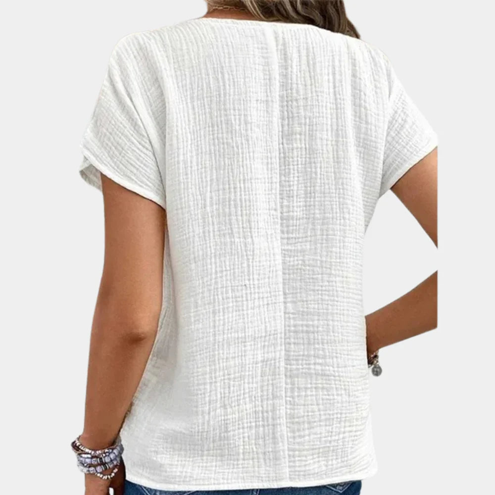 Blusa de manga corta con botones | Jade