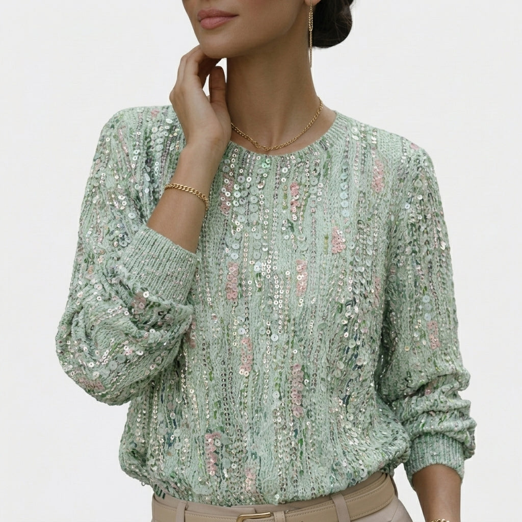 Jersey de punto con lentejuelas | Esmeralda