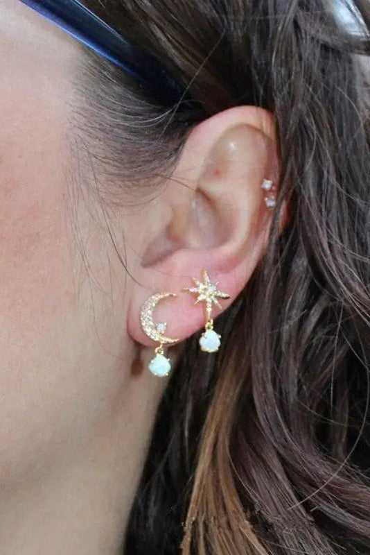 Pendientes luna y estrella | Celeste