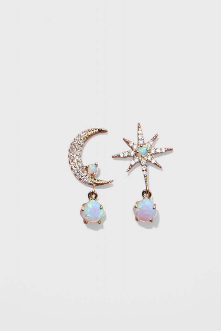 Pendientes luna y estrella | Celeste
