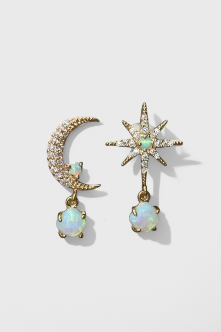 Pendientes luna y estrella | Celeste