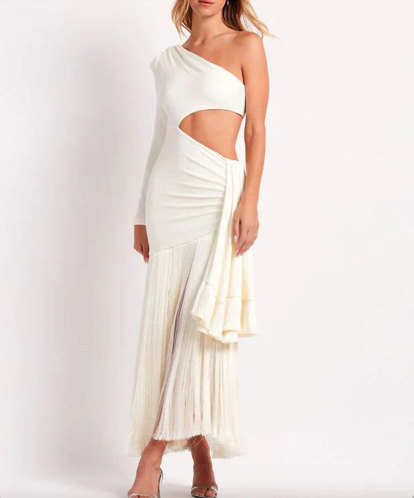 Vestido recortado con flecos | Tamara