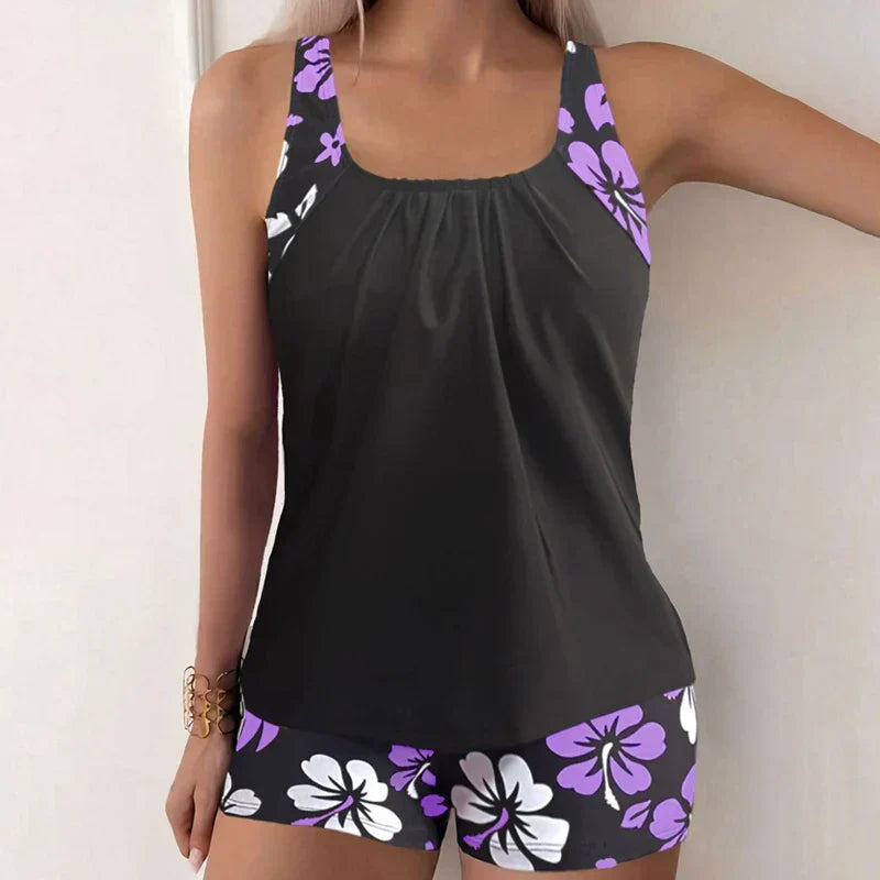 Tankini floral con short y espalda cruzada | Ravina