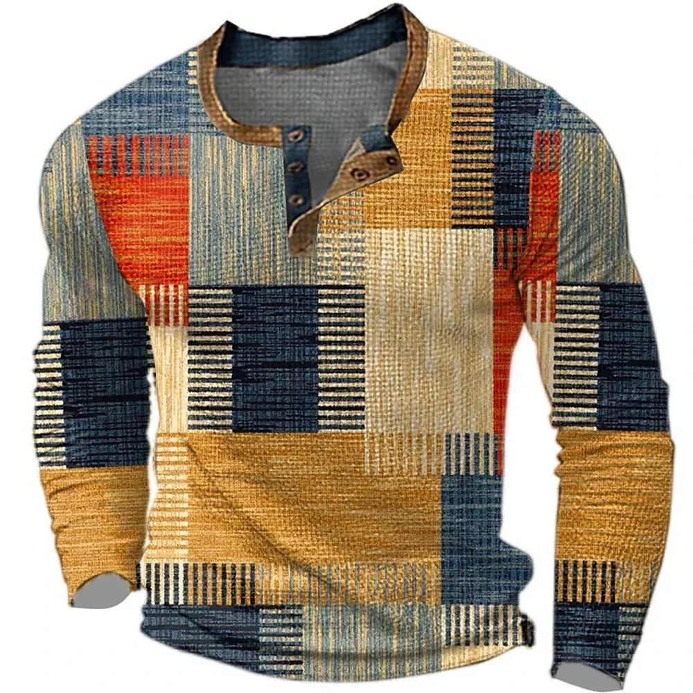 Camiseta henley de estampado patchwork | Marco