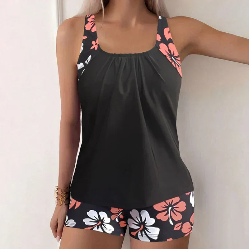 Tankini floral con short y espalda cruzada | Ravina