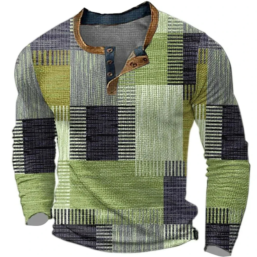 Camiseta henley de estampado patchwork | Marco