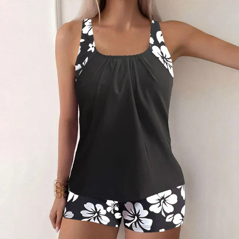 Tankini floral con short y espalda cruzada | Ravina