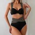 Bikini de talle alto con detalle trenzado dorado | Sarena