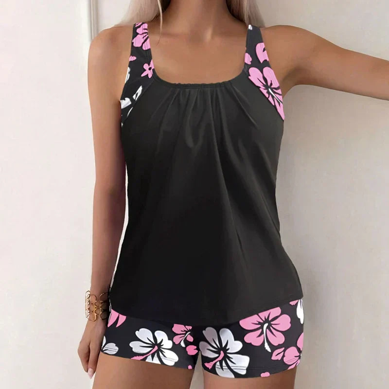 Tankini floral con short y espalda cruzada | Ravina