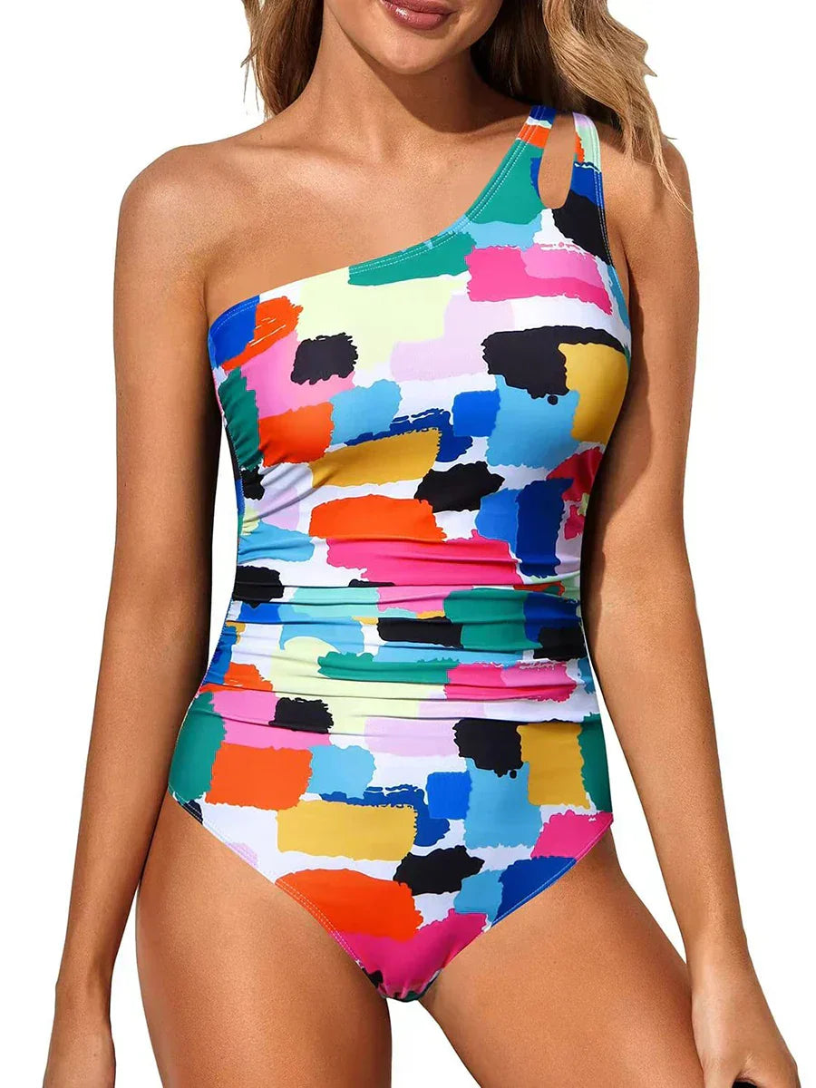 Bañador entero de un hombro con estampado animal | Solaya