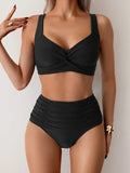 Bikini bandeau de talle alto fruncido | Nicoletta