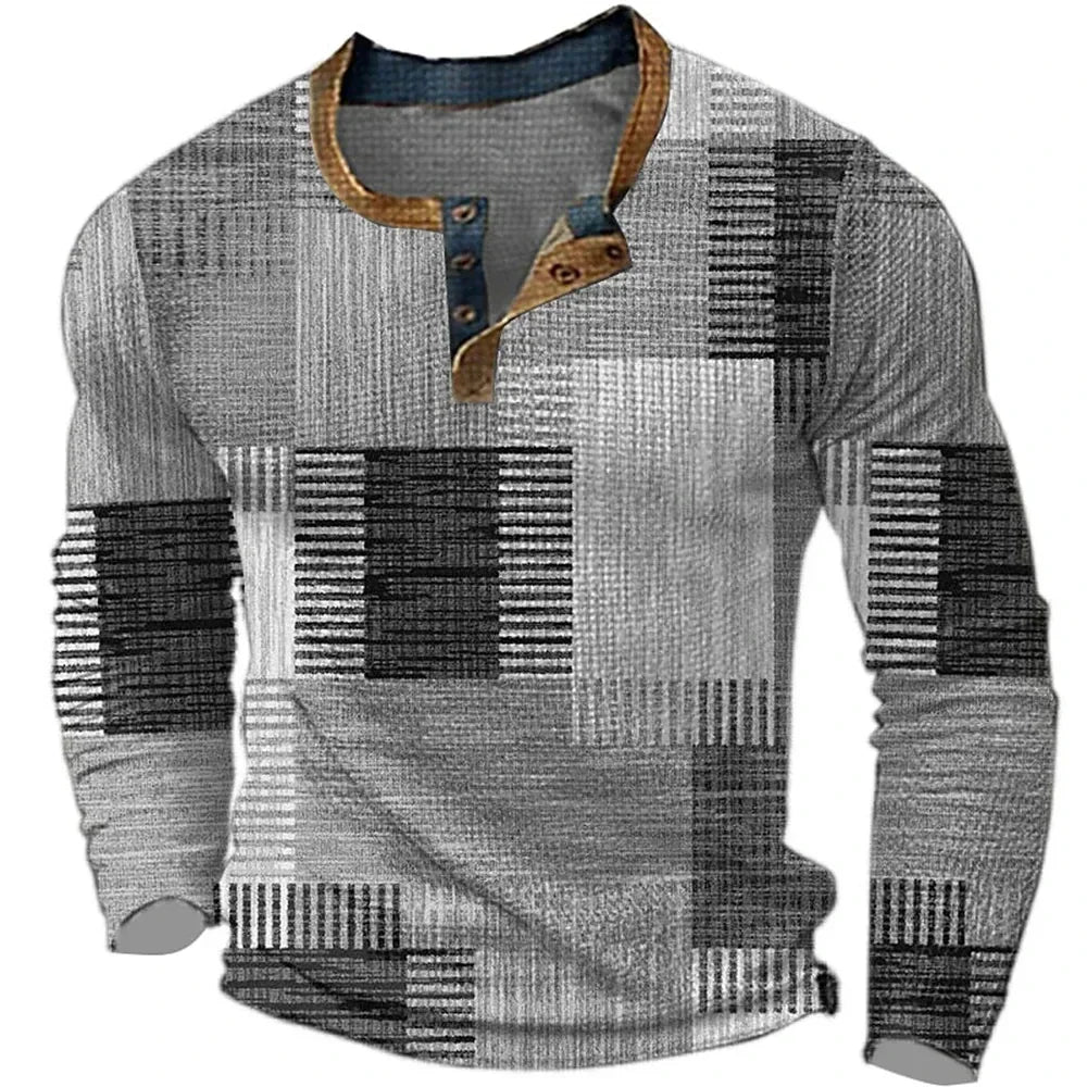 Camiseta henley de estampado patchwork | Marco