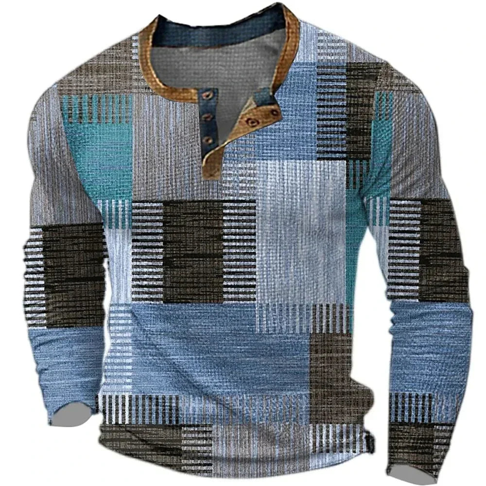 Camiseta henley de estampado patchwork | Marco