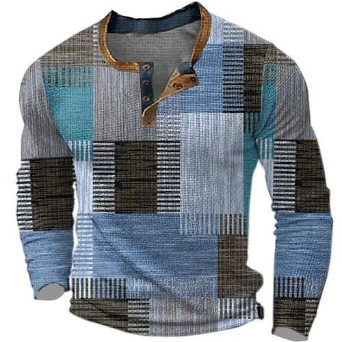 Camiseta henley de estampado patchwork | Marco