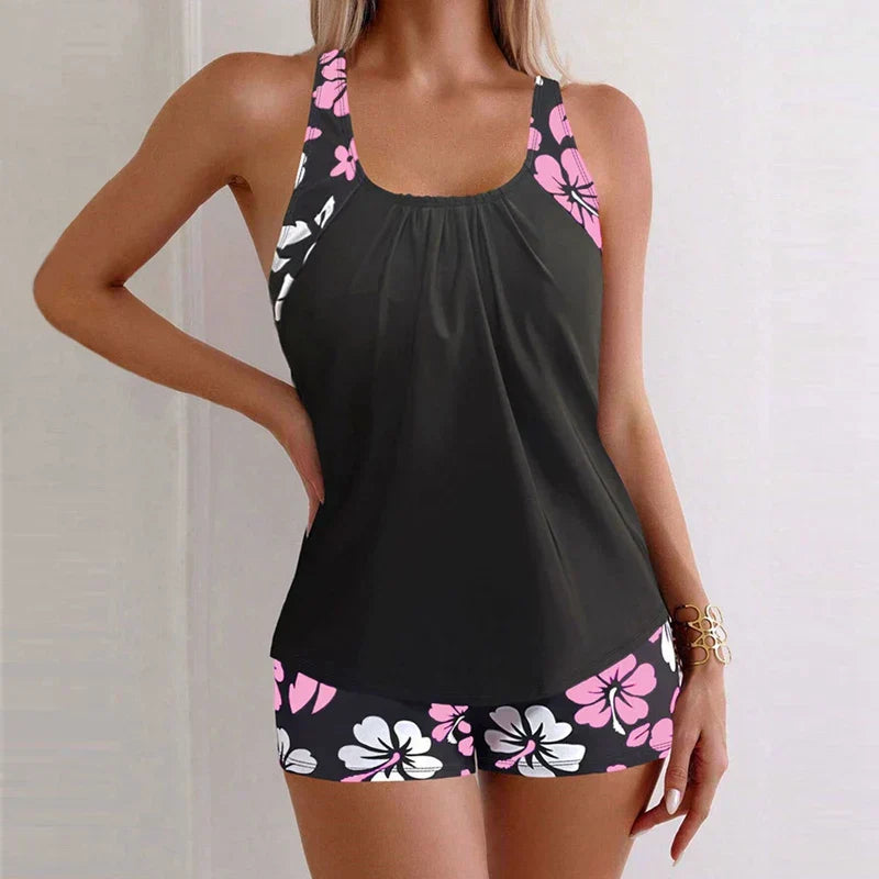 Tankini floral con short y espalda cruzada | Ravina