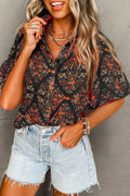Camisa vintage con estampado floral y botones | Rita
