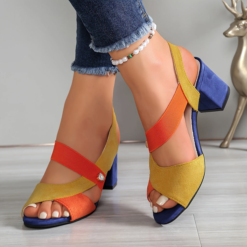 Sandalia color block con joya | Elara