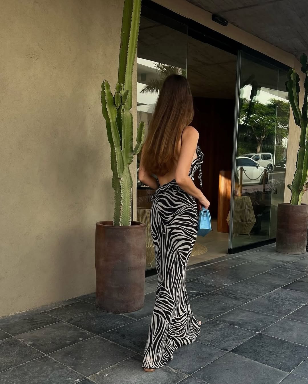 Vestido satinado con estampado de cebra | Lucía