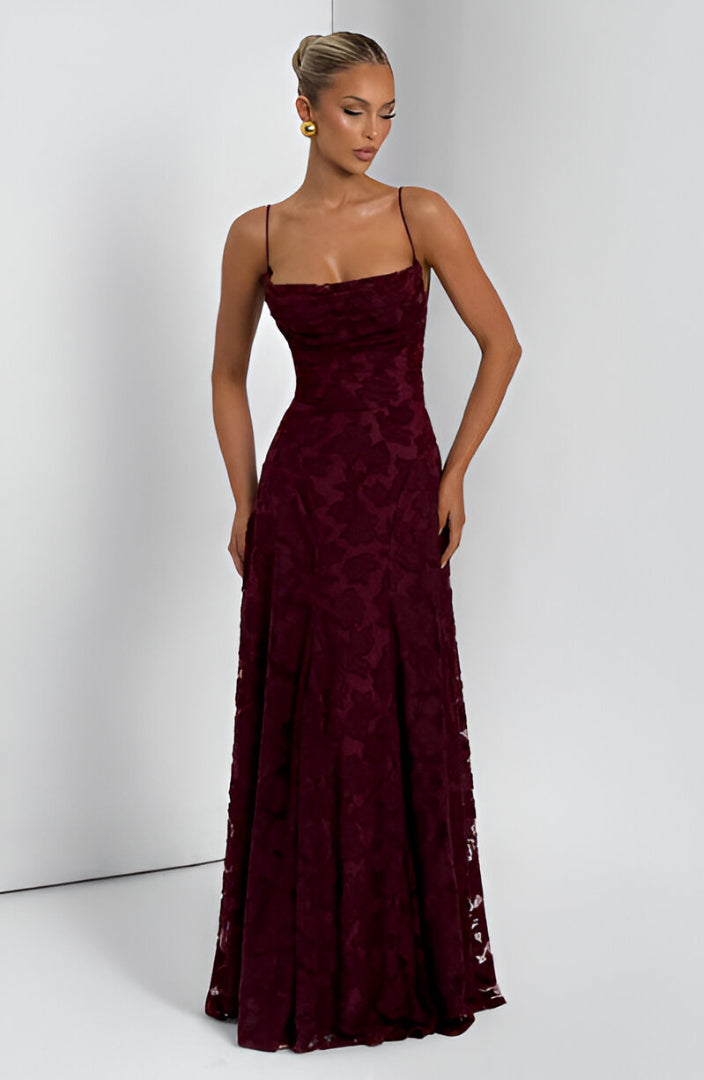 Vestido largo con apliques florales | Francisa