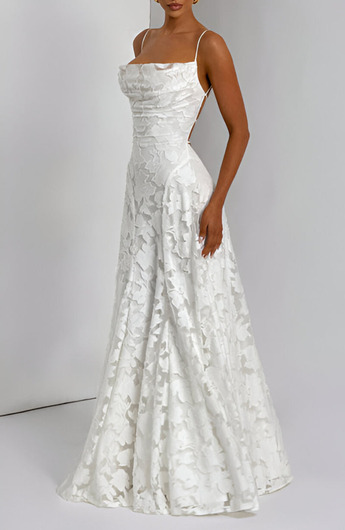Vestido largo con apliques florales | Francisa