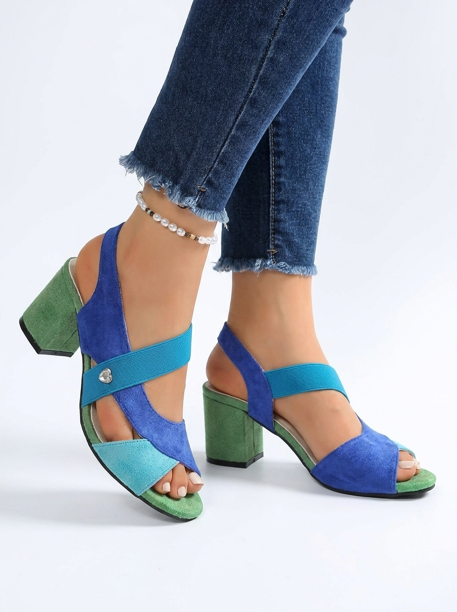 Sandalia color block con joya | Elara
