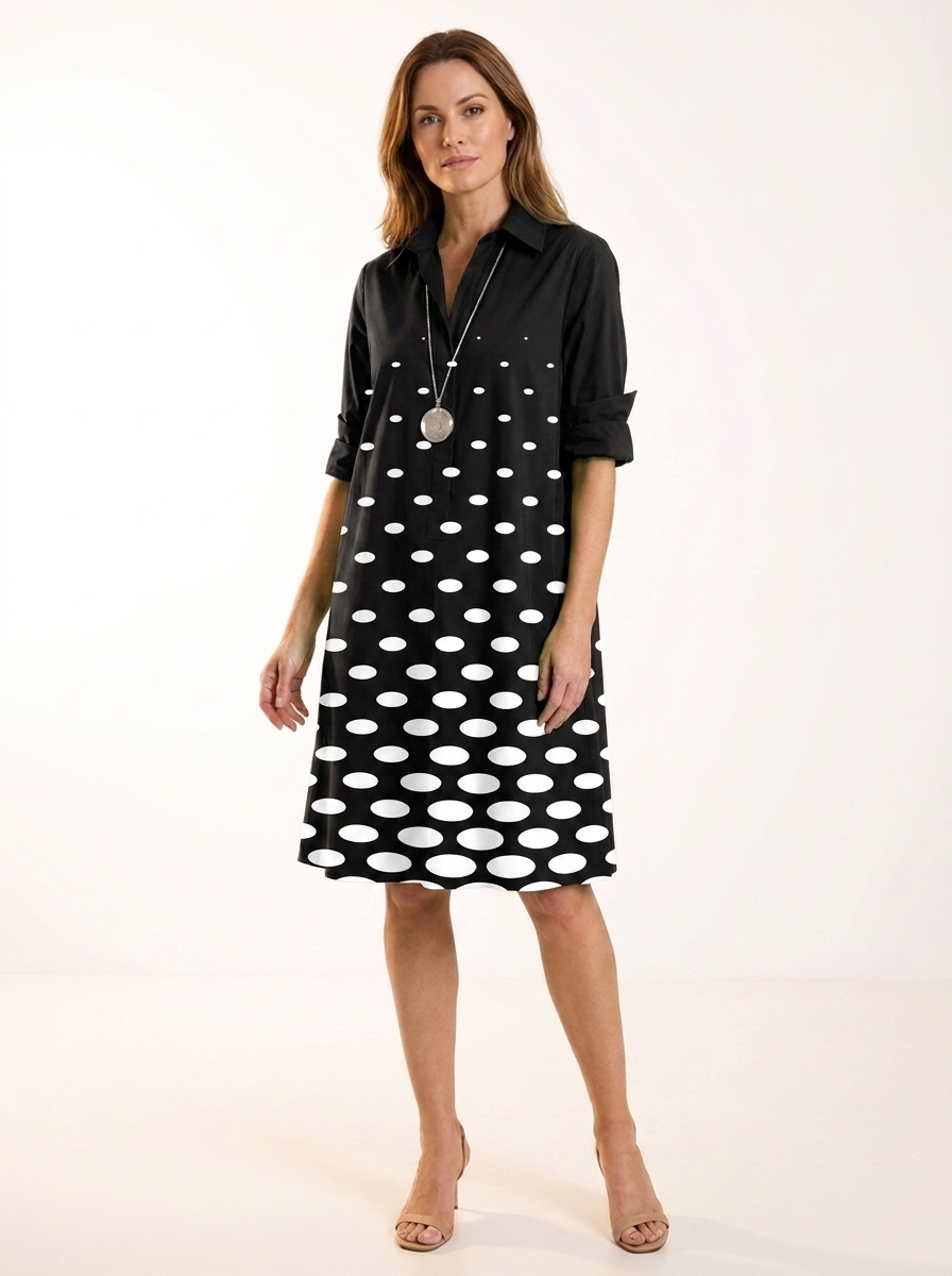 Vestido camisero midi de lunares | Perle