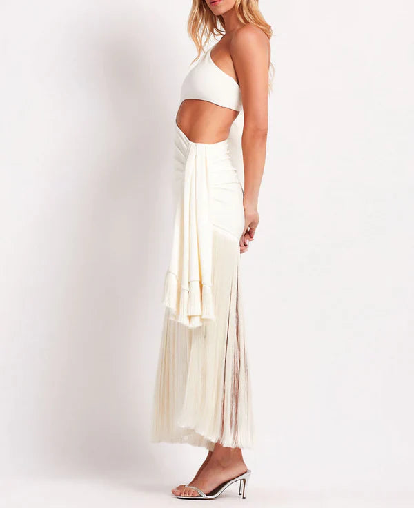 Vestido recortado con flecos | Tamara